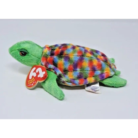 2001 Ty Beanie Babies 6 inch Zoom the Sea Turtle Rainbow Shell Tag Errors - Picture 1 of 11